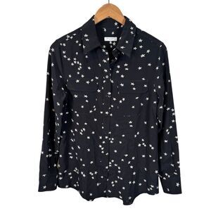 Equipment Femme Starry‎ Night Silk Shirt Size Small Black Button Up Blouse Stars